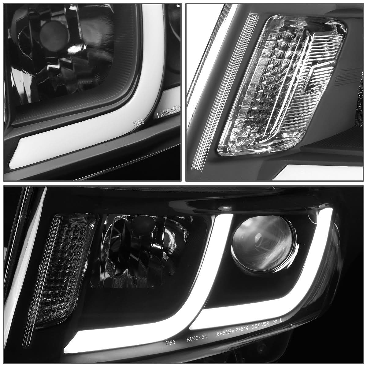 14-16 Jeep Grand Cherokee Projector Headlights Black Housing Clear