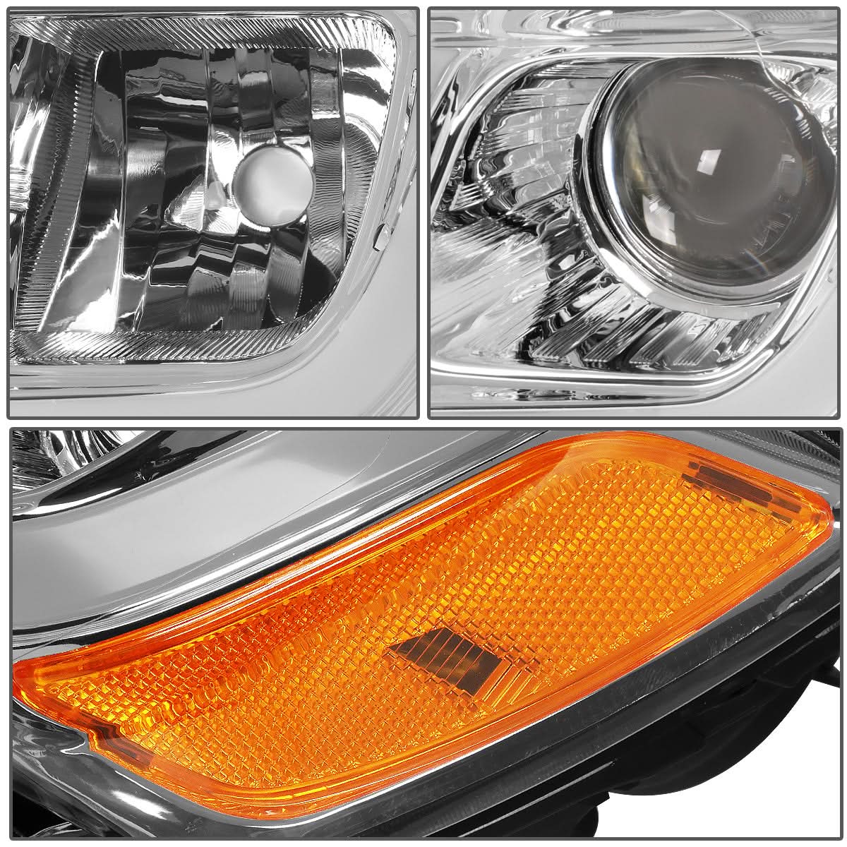 14-16 Jeep Grand Cherokee Projector Headlights Chrome Housing