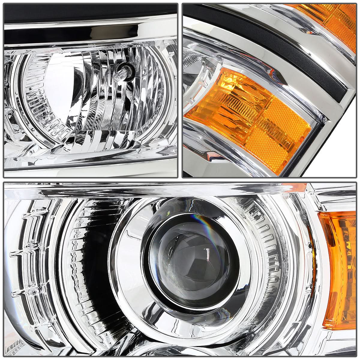 14-16 Chevrolet Silverado LED Projector Headlights Chrome/Amber