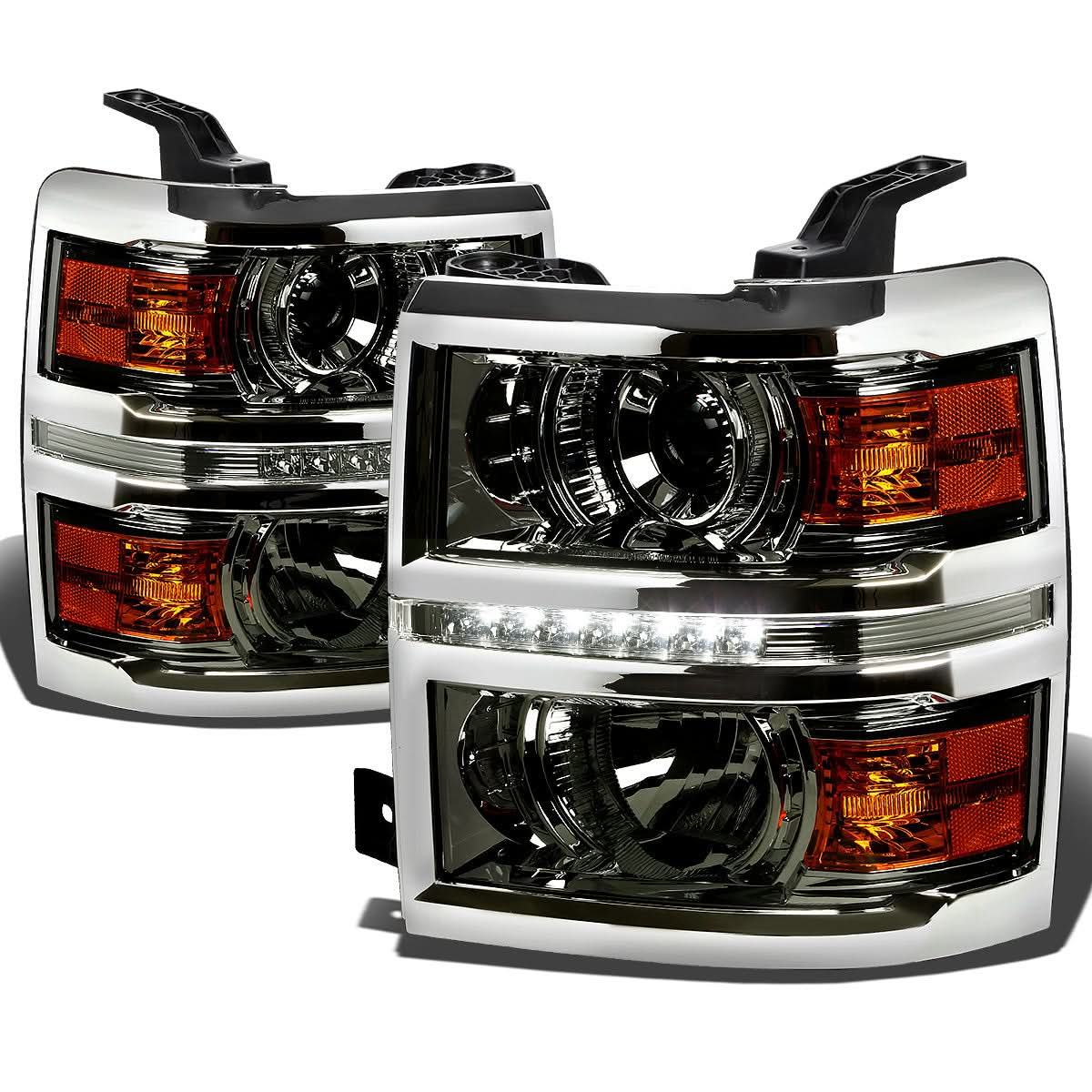 14-16 Chevrolet Silverado LED Projector Headlights Smoke Housing