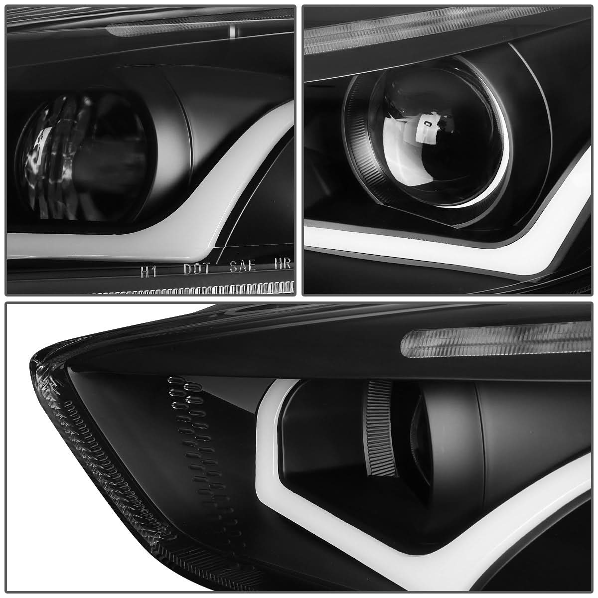 2015-2017 Ford Focus LED Dual Halo Projector Headlights Black