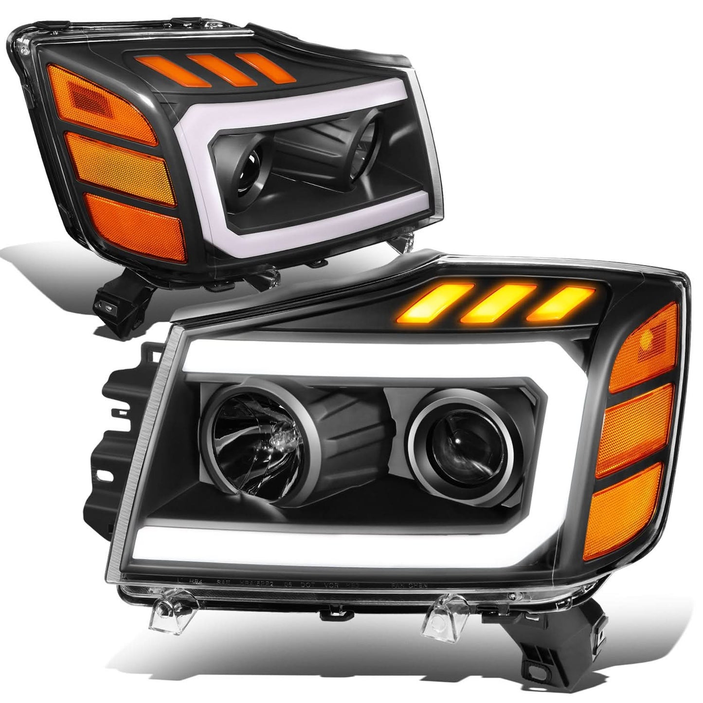 2004-2015 Nissan Titan/Armada 3D LED DRL Projector Headlights Black