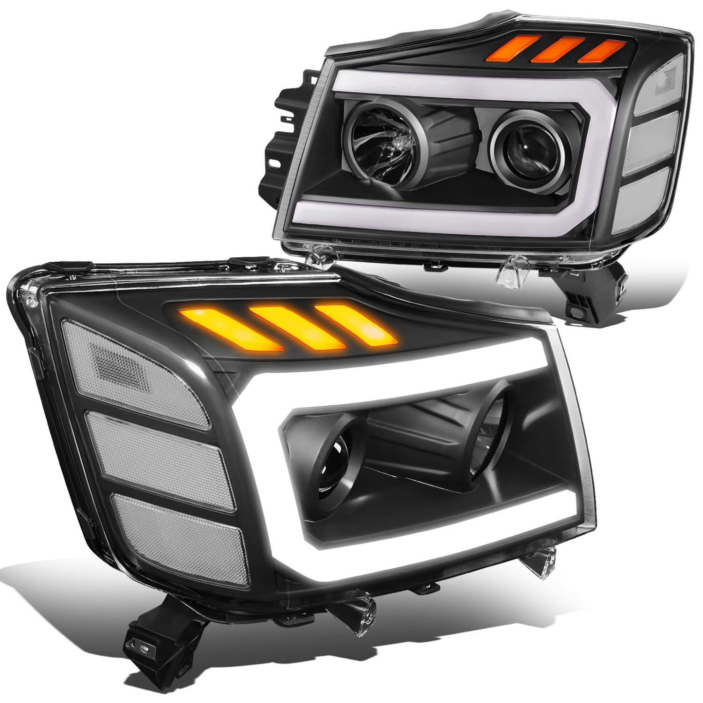 04-15 Nissan Titan / 05-07 Armada 3D LED DRL Projector Headlights