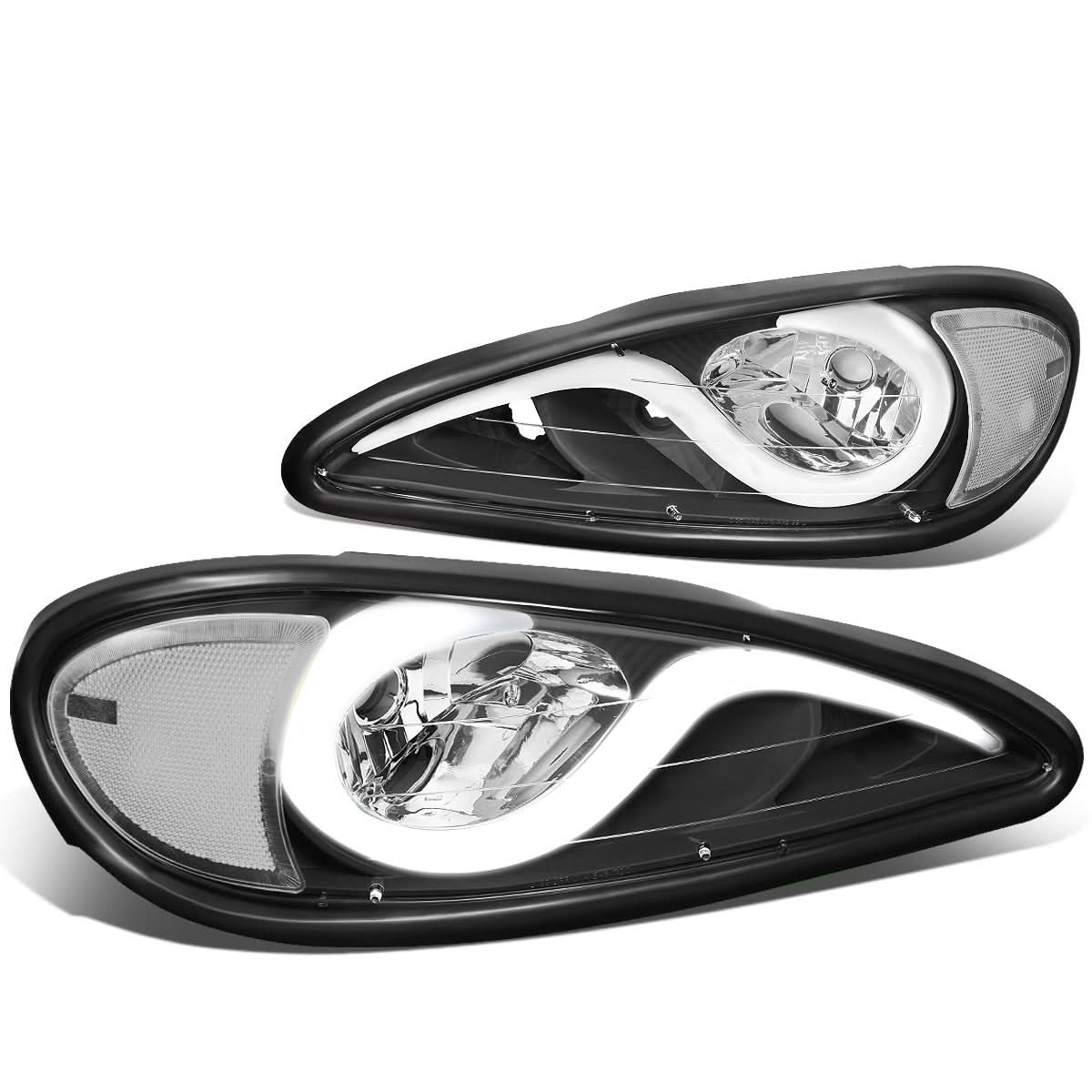 99-05 Pontiac Grand Am 3D LED DRL Projector Headlights Black/Clear