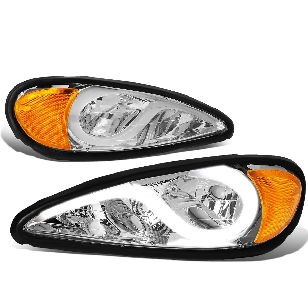 1999-2005 Pontiac Grand Am 3D LED DRL Projector Headlights Chrome