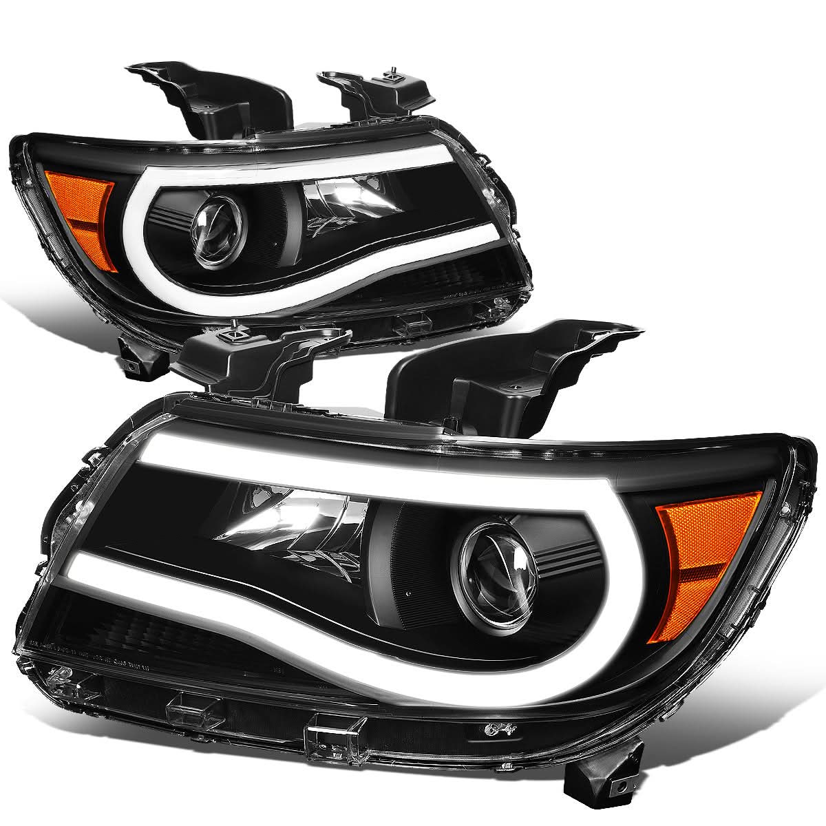 15-20 Chevrolet Colorado LED U-Tube DRL Projector Headlights Black