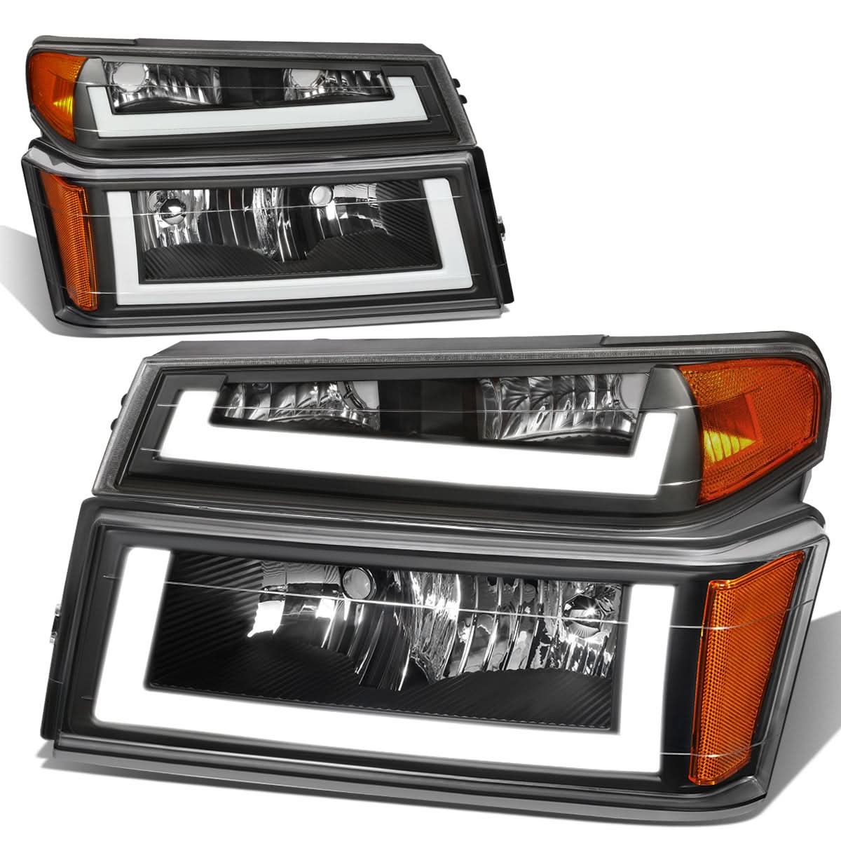 04-12 Chevrolet Colorado LED DRL Headlights - Black Housing