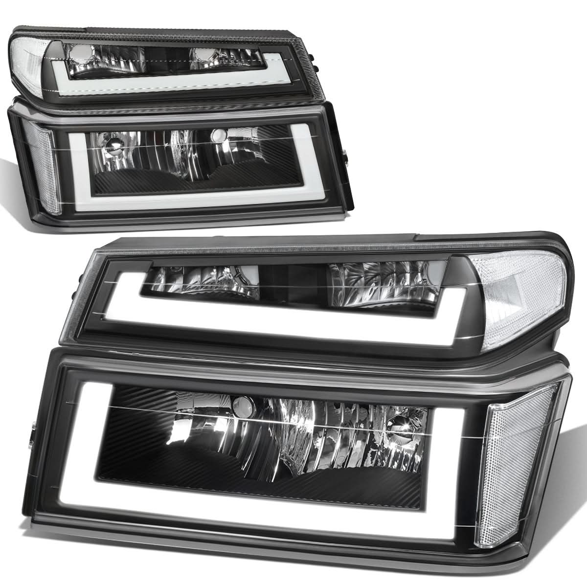 04-12 Chevrolet Colorado LED DRL Headlights Black Housing Clear Corner