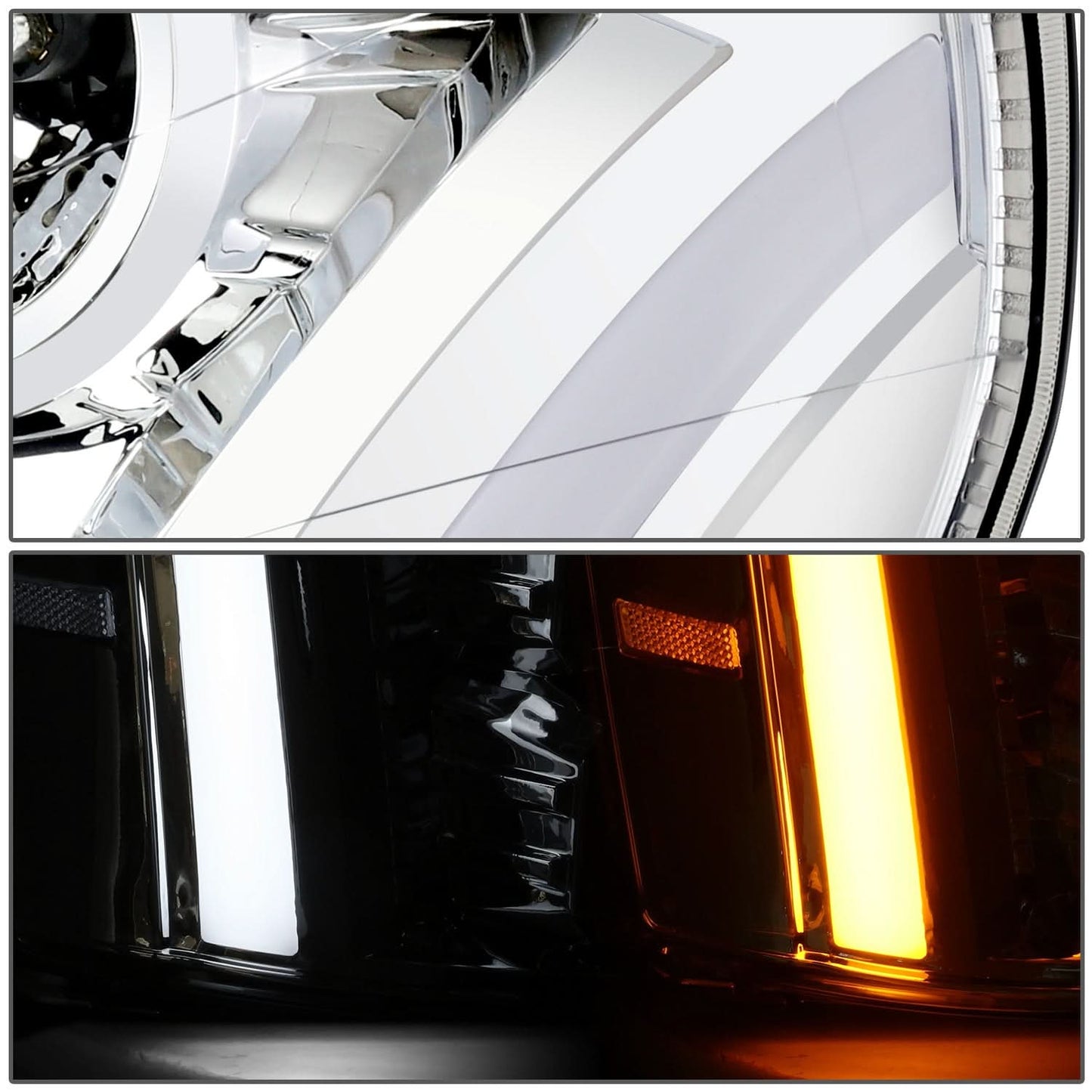 07-14 Cadillac Escalade Projector Headlights Chrome Housing Clear Corner