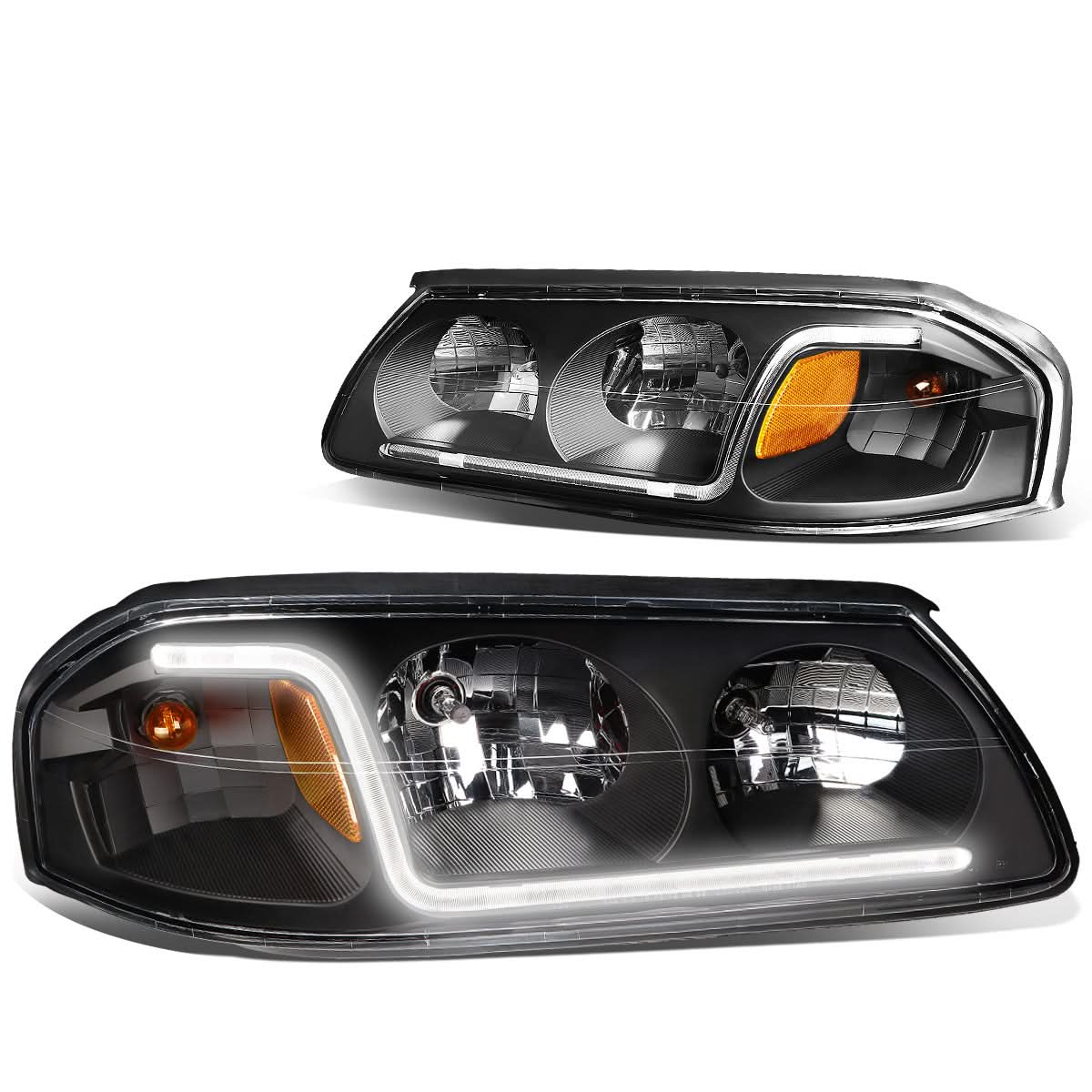 2000-2005 Chevrolet Impala LED DRL Headlights - Black Housing