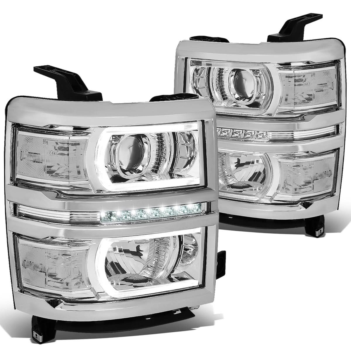 14-15 Chevrolet Silverado 1500 LED DRL Headlights - Chrome Housing