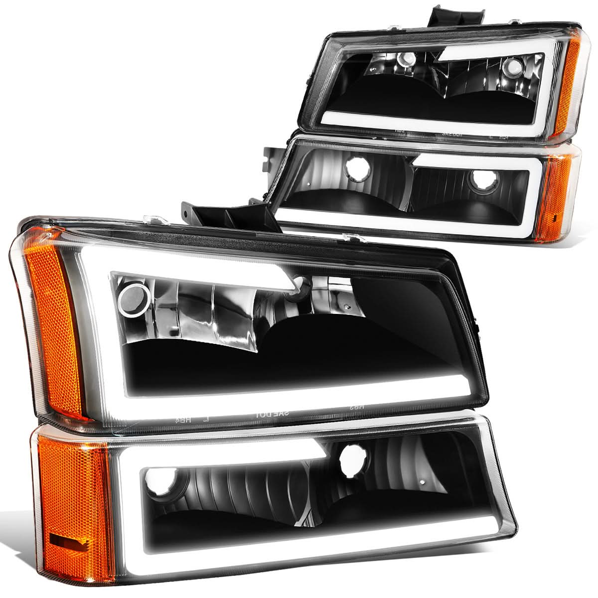 03-07 Chevrolet Silverado / 03-06 Avalanche LED DRL Headlights Black