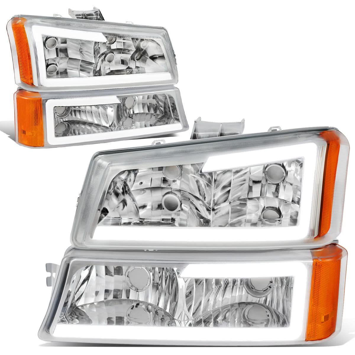 2003-2007 Chevrolet Silverado / Avalanche LED DRL Headlights Chrome