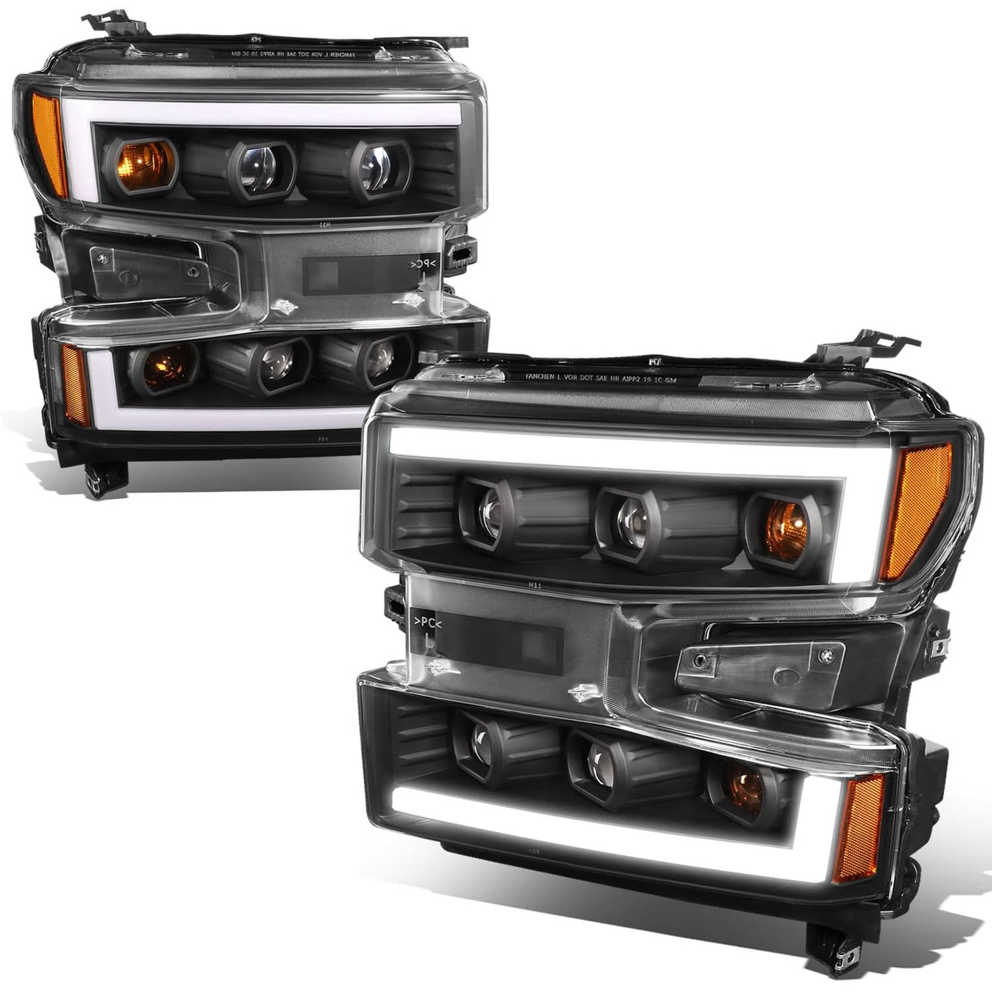 2019-2021 Chevrolet Silverado 1500 LED DRL Quad Projector Headlights