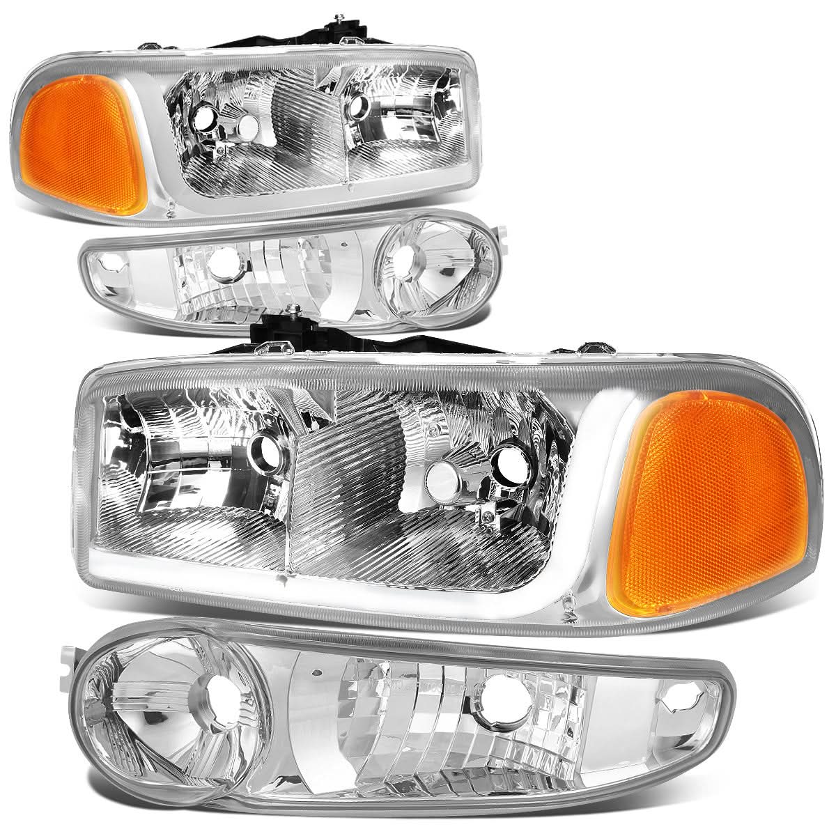 01-07 GMC Sierra/Yukon LED DRL Headlights 4PC Chrome Housing