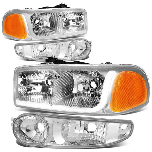 01-07 GMC Sierra/Yukon LED DRL Headlights 4PC Chrome Housing