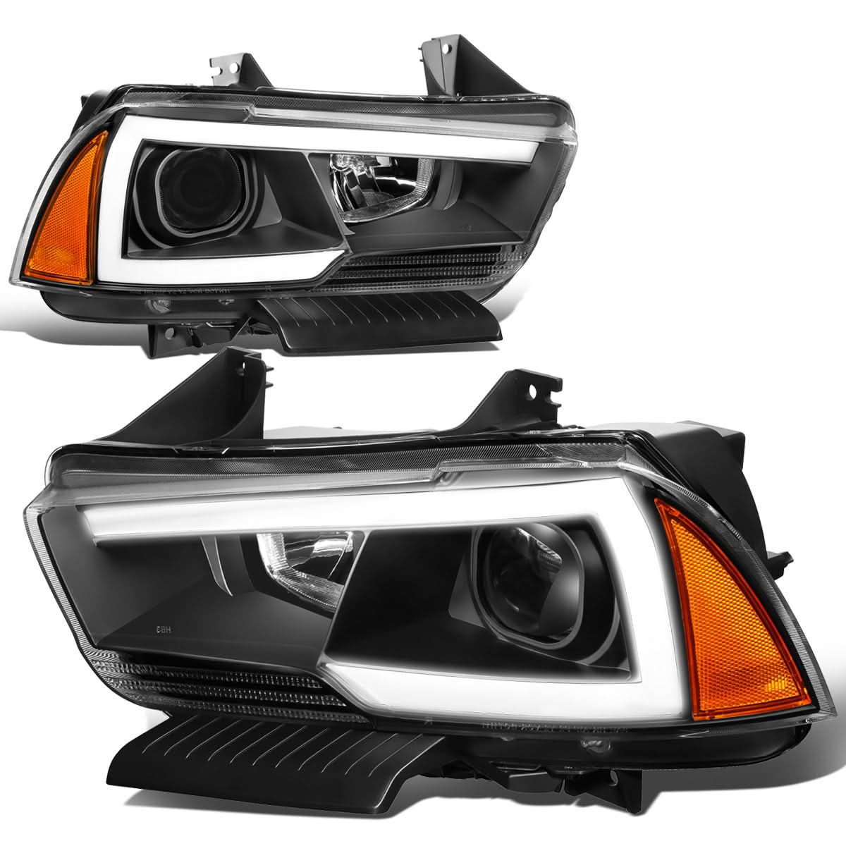 11-14 Dodge Charger LED DRL Projector Headlights - Black Housing