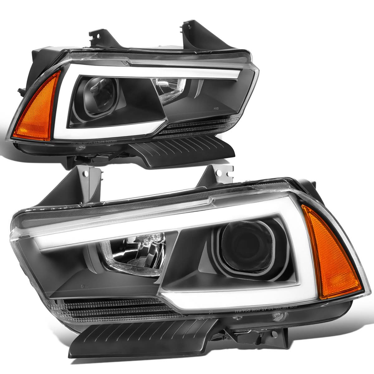11-14 Dodge Charger LED DRL Projector Headlights - Black Housing