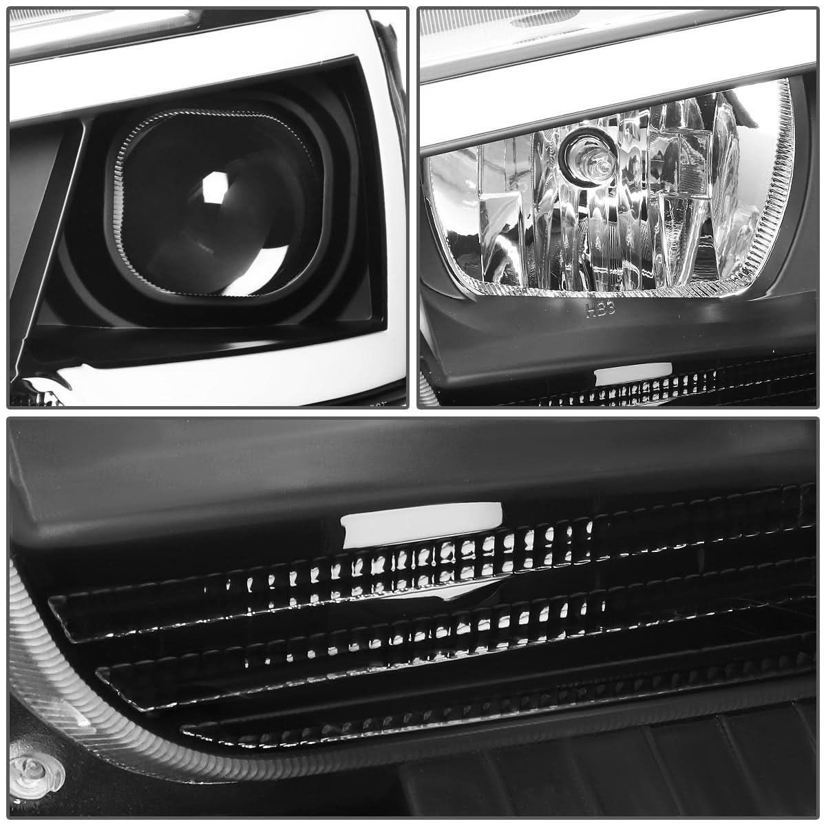 11-14 Dodge Charger LED DRL Projector Headlights - Black Housing