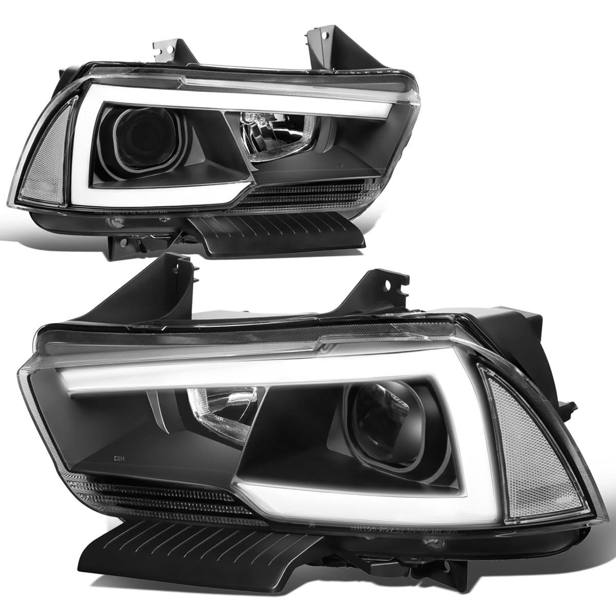2011-2014 Dodge Charger LED DRL Projector Headlights - Black Housing