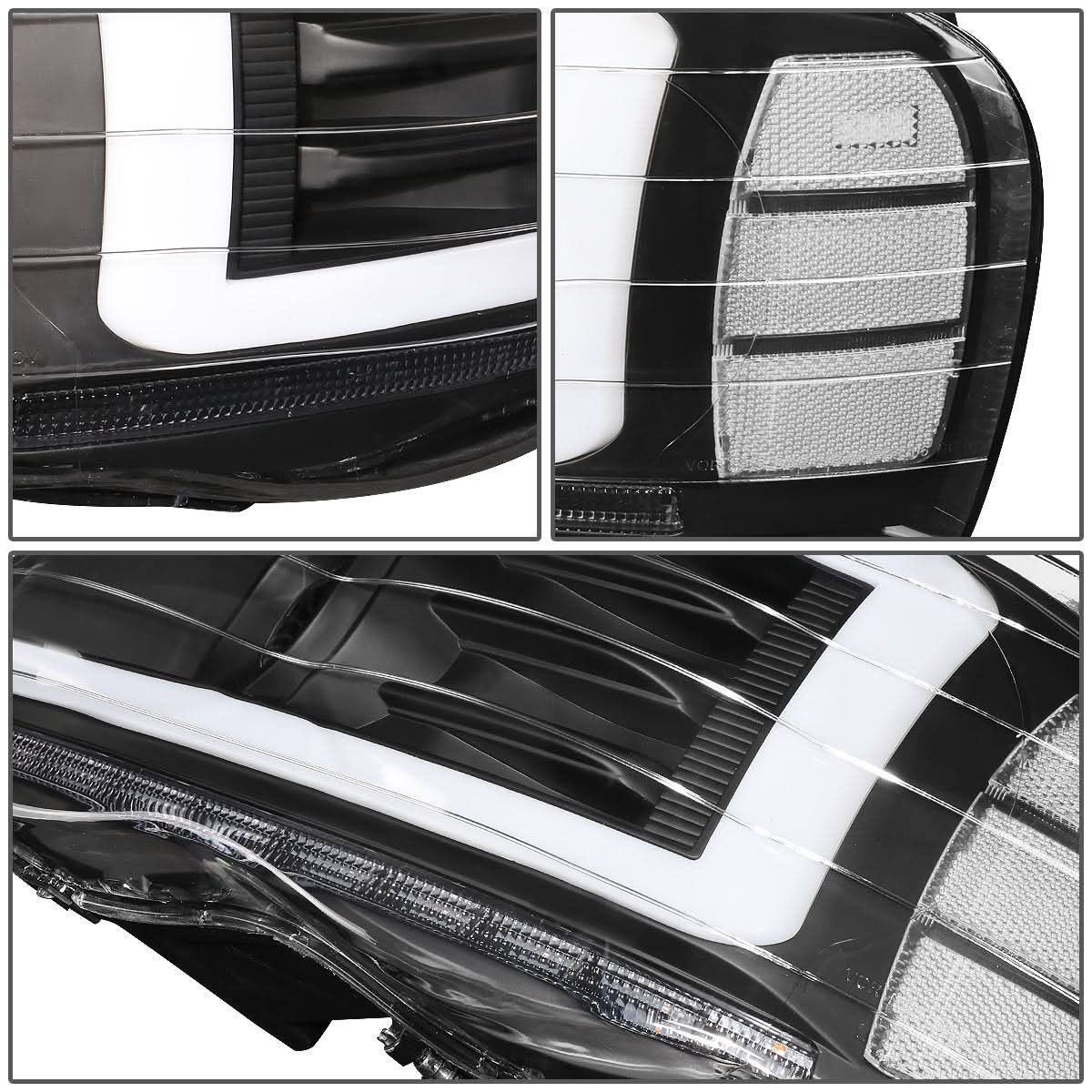 02-05 Dodge Ram LED DRL Projector Headlights Black Housing Clear Corner