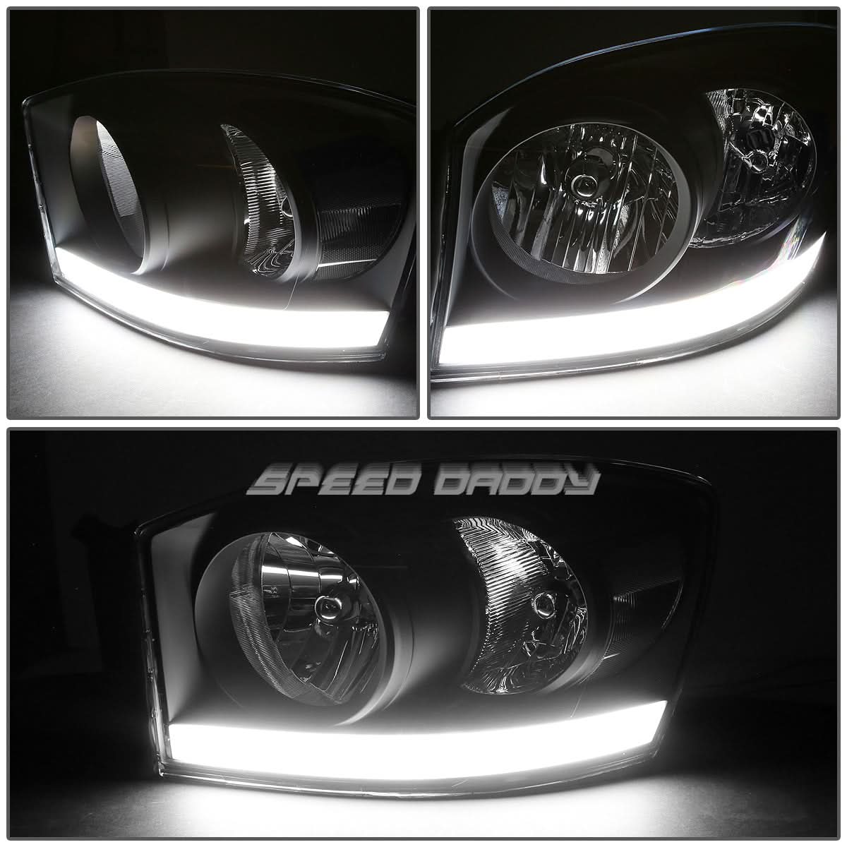 06-09 Dodge Ram LED DRL Black Housing Headlights - H13 Bulbs