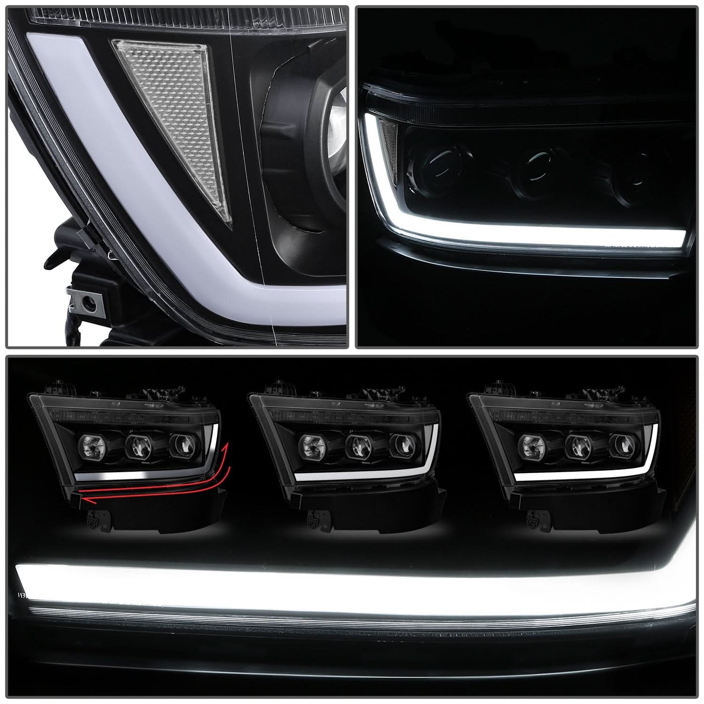 2019-2024 Ram 1500 OE Style Headlights - Black Housing Clear Corner