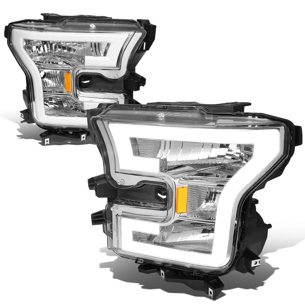 2015-2017 Ford F-150 LED DRL Headlights Chrome Housing