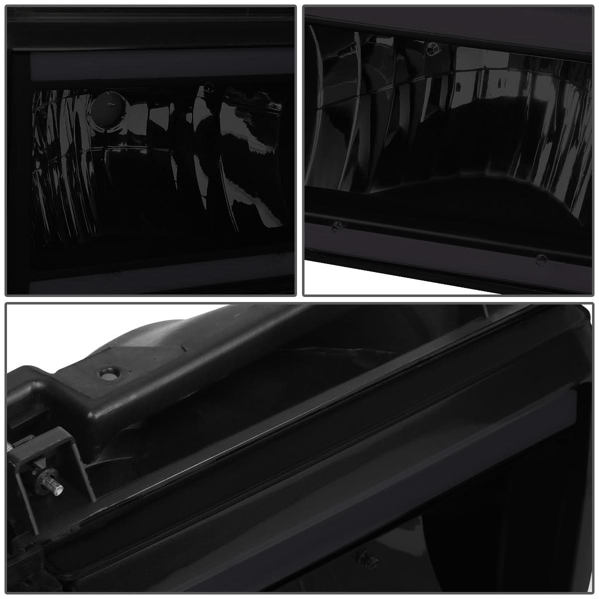 87-91 Ford Bronco F-150 F-250 F-350 LED DRL Headlights Black Smoke