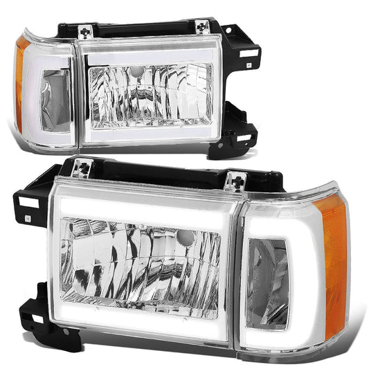 87-91 Ford Bronco F-150 F-250 F-350 LED DRL Chrome Headlights