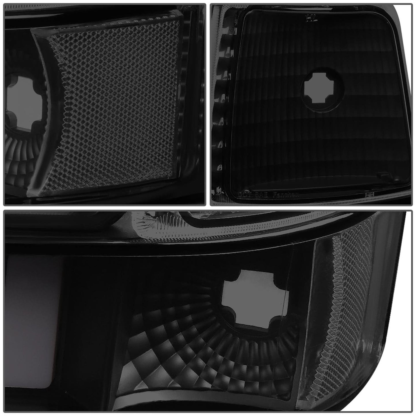 92-96 Ford F-150 F-250 F-350 Bronco Dual LED DRL Headlights Black