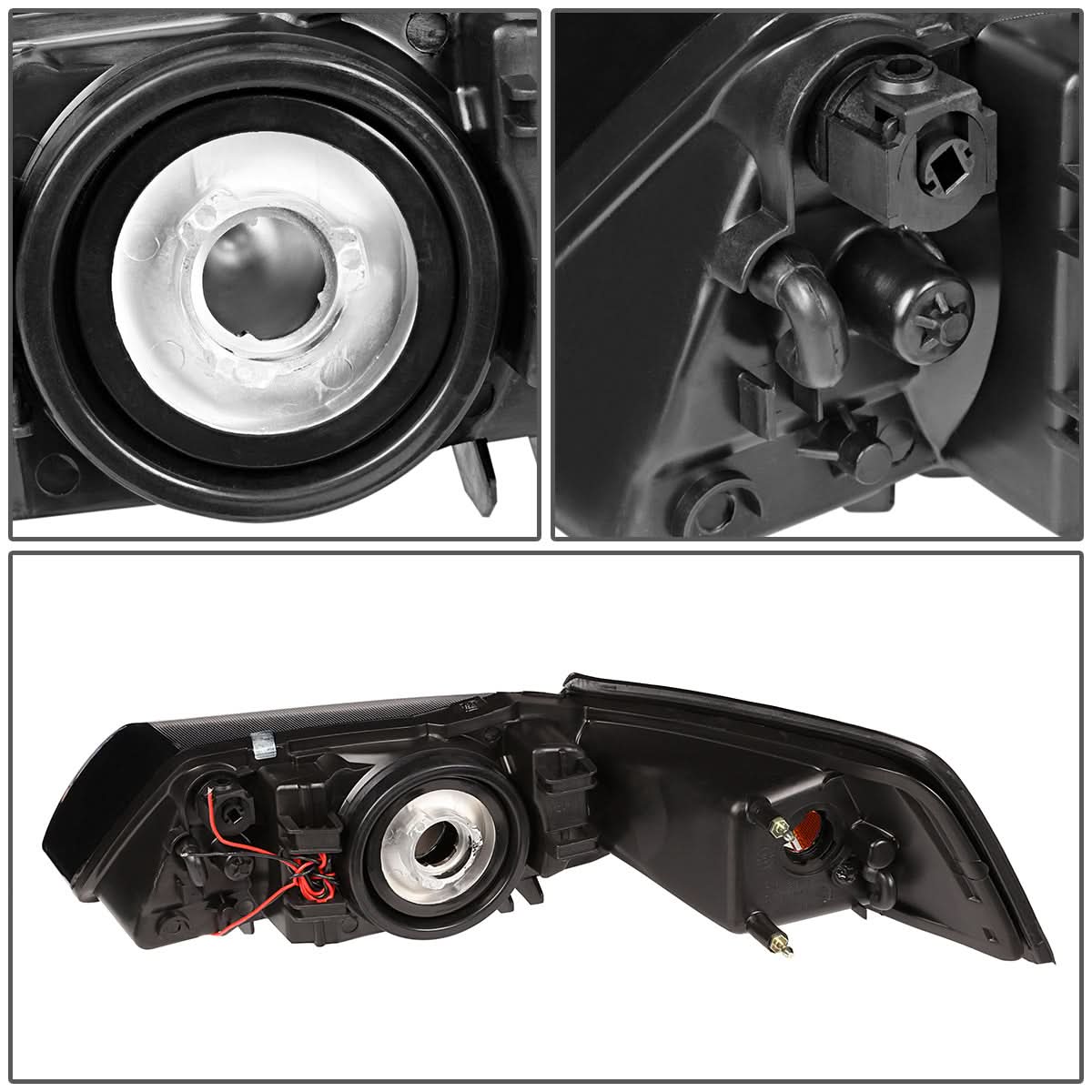 99-04 Ford Mustang LED DRL Headlights Black Housing Amber Corner