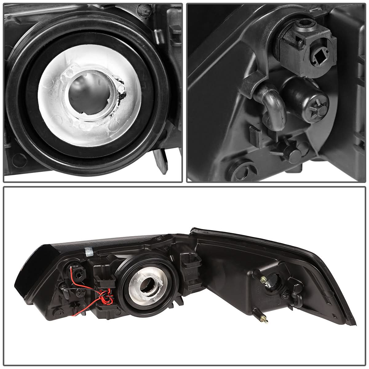 99-04 Ford Mustang LED DRL Headlights - Black Housing Clear Corner