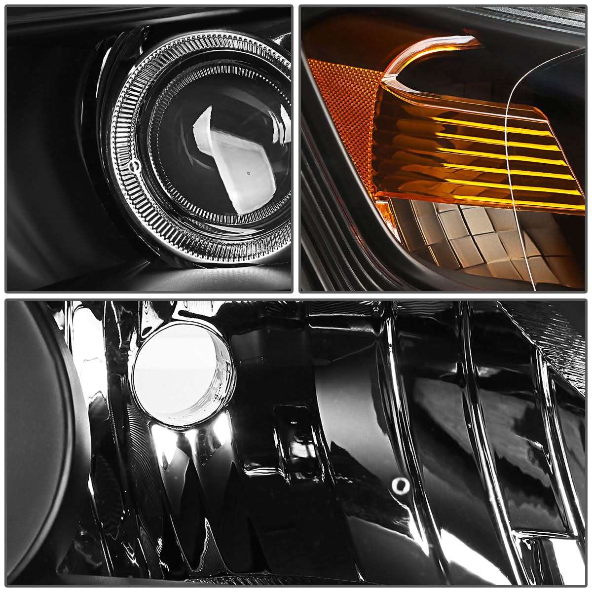 13-15 Honda Accord LED DRL Projector Headlights Black Housing