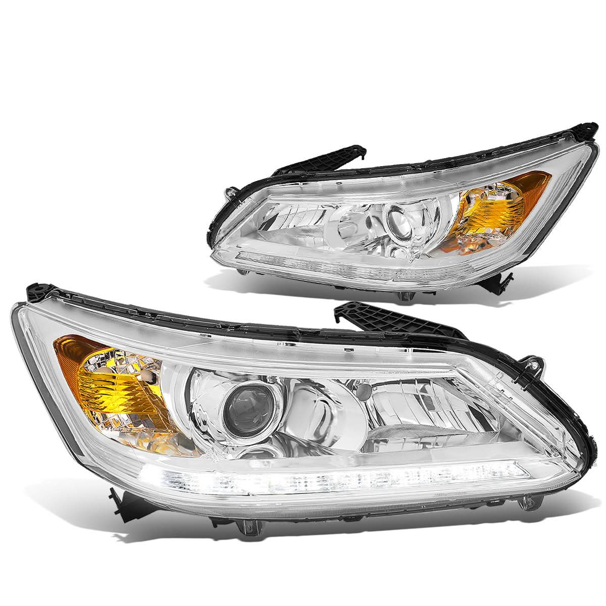 2013-2015 Honda Accord LED DRL Projector Headlights Chrome