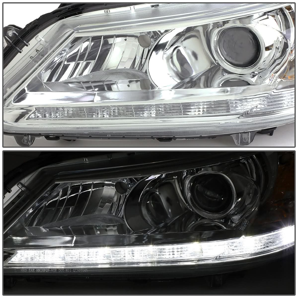 2013-2015 Honda Accord LED DRL Projector Headlights Chrome