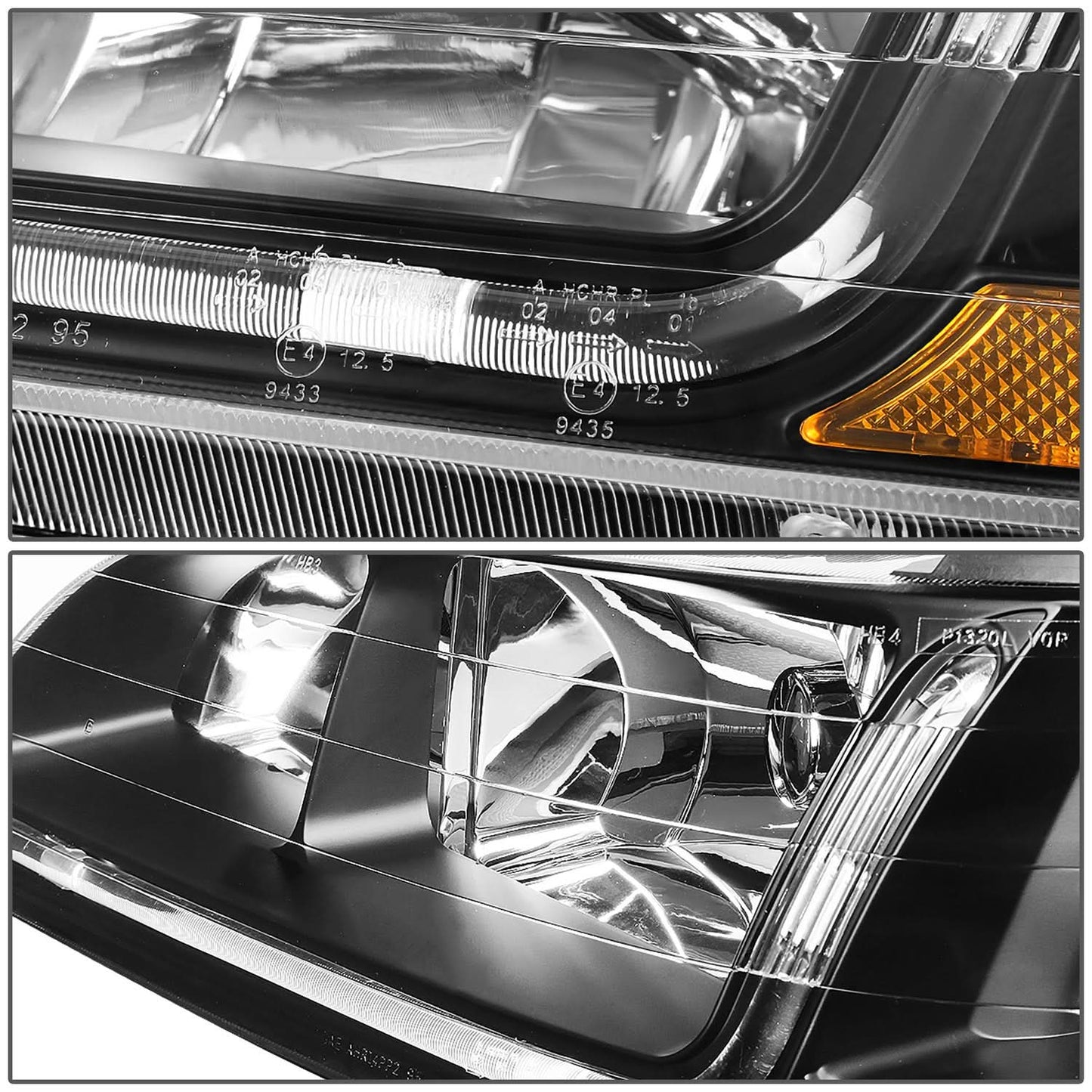 98-02 Honda Accord LED DRL Headlights - Black Housing / Amber Corner