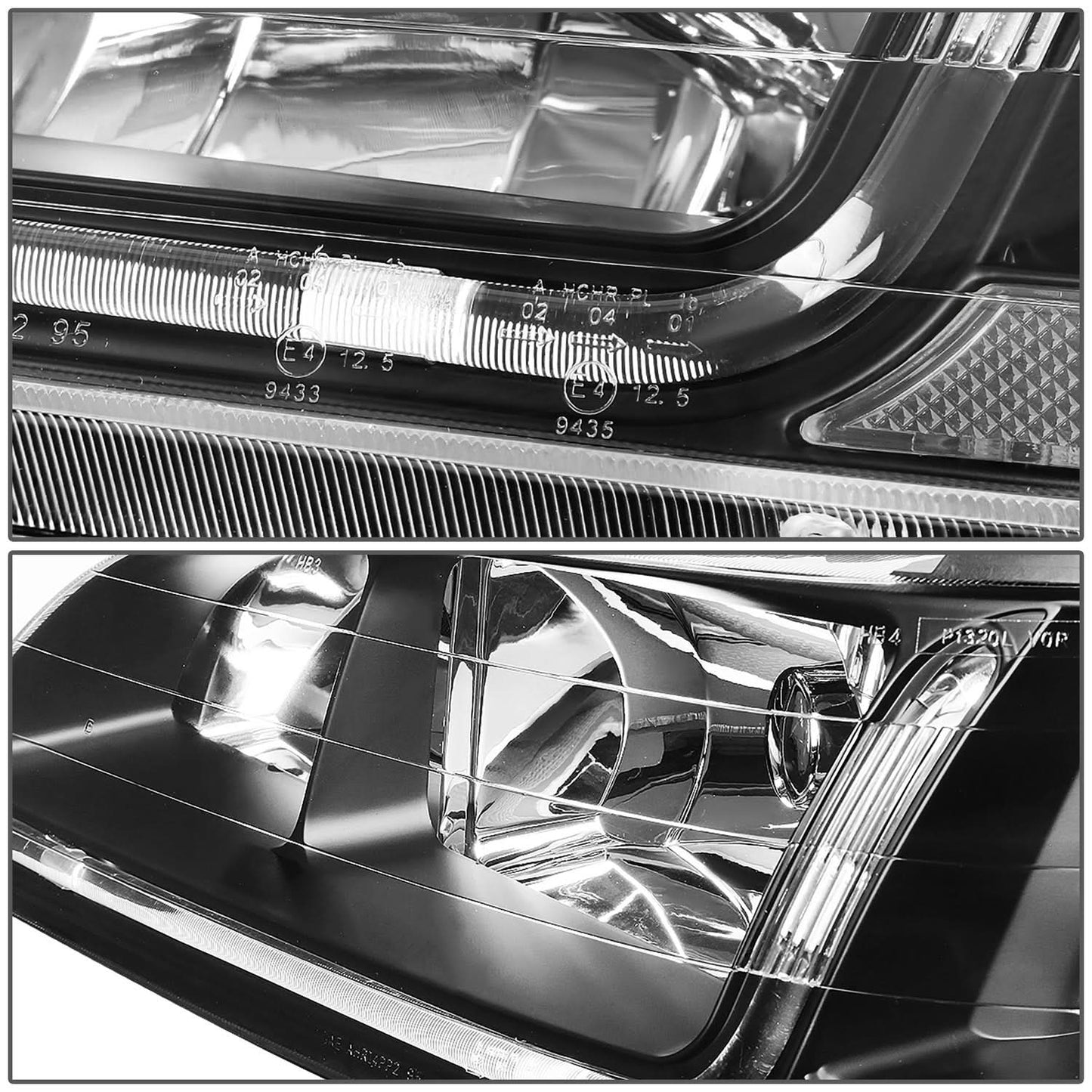 98-02 Honda Accord LED DRL Headlights - Black Housing Clear Corner