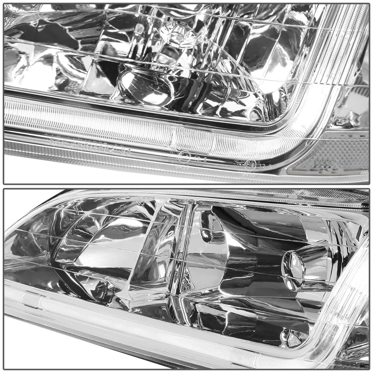 98-02 Honda Accord LED DRL Chrome Housing Headlights