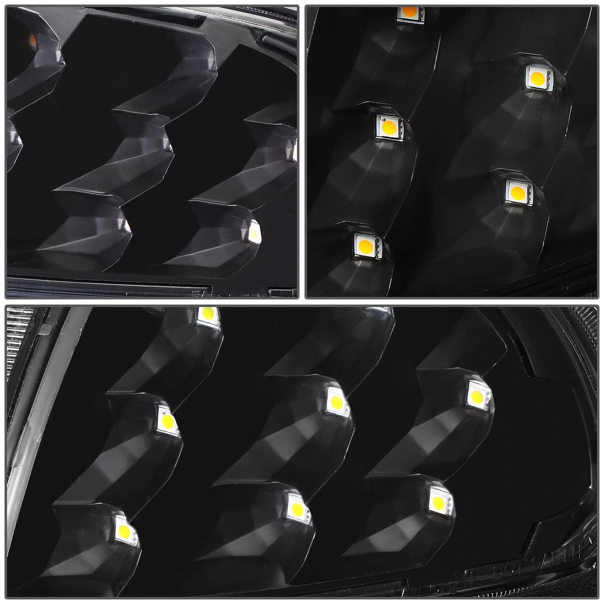 92-95 Honda Civic LED DRL Headlights Black Housing Clear Corner