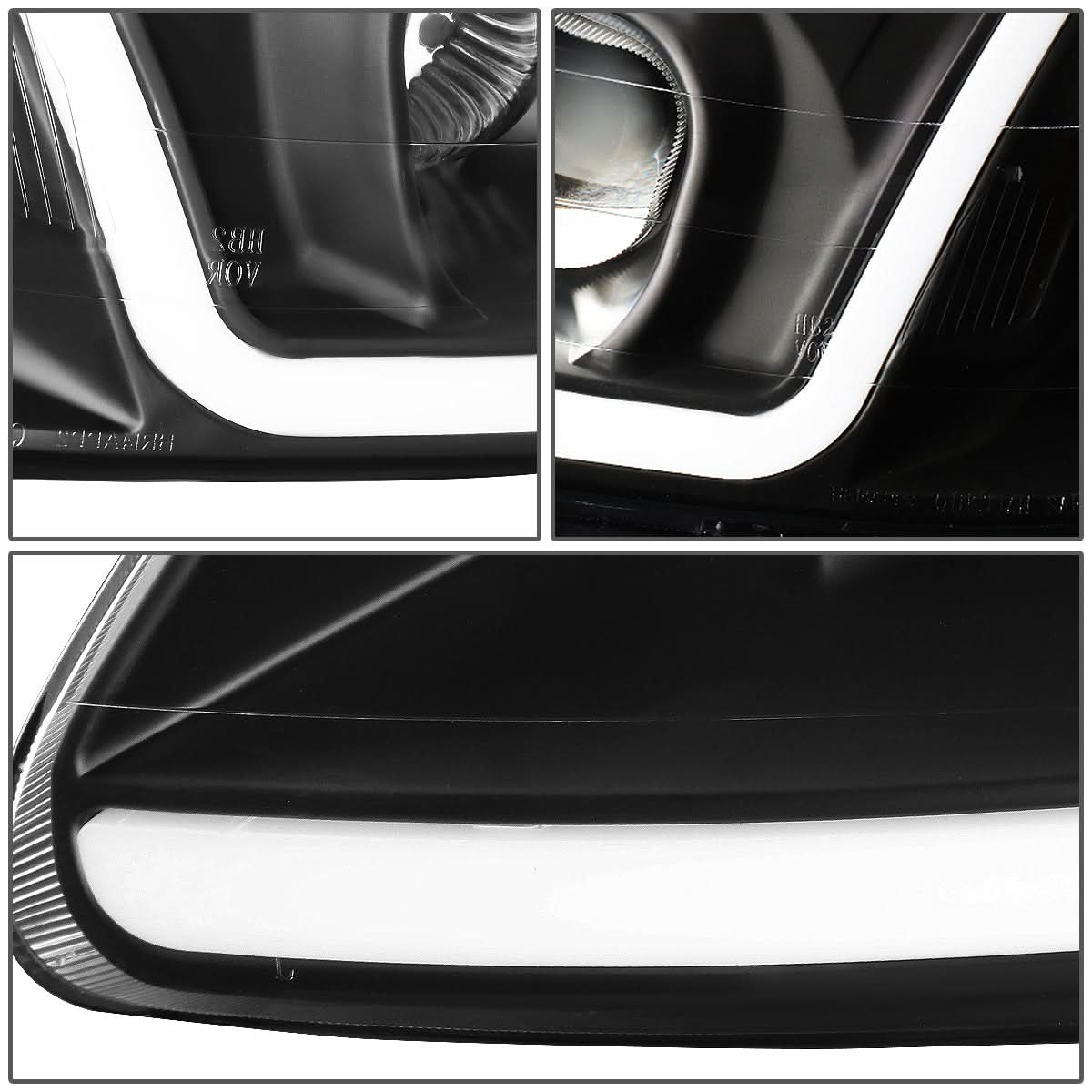 99-00 Honda Civic LED DRL Projector Headlights Black Housing