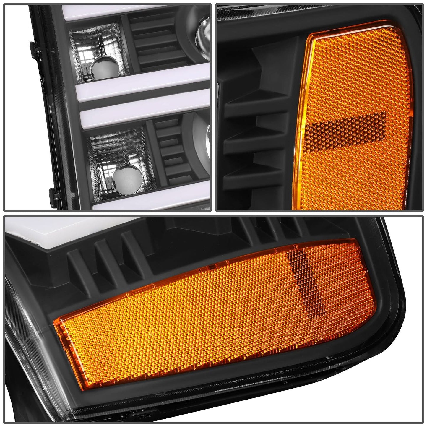 07-13 GMC Sierra 1500 / 07-14 Sierra 2500 3500 Dual U-Bar LED DRL Headlights
