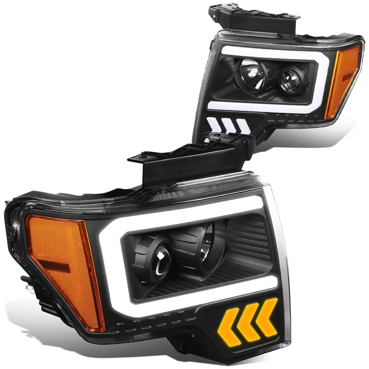 09-14 Ford F-150 LED DRL Projector Headlights Black Housing