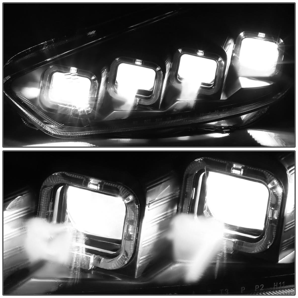 2015-2018 Ford Focus Sequential Halo Projector Headlights Black