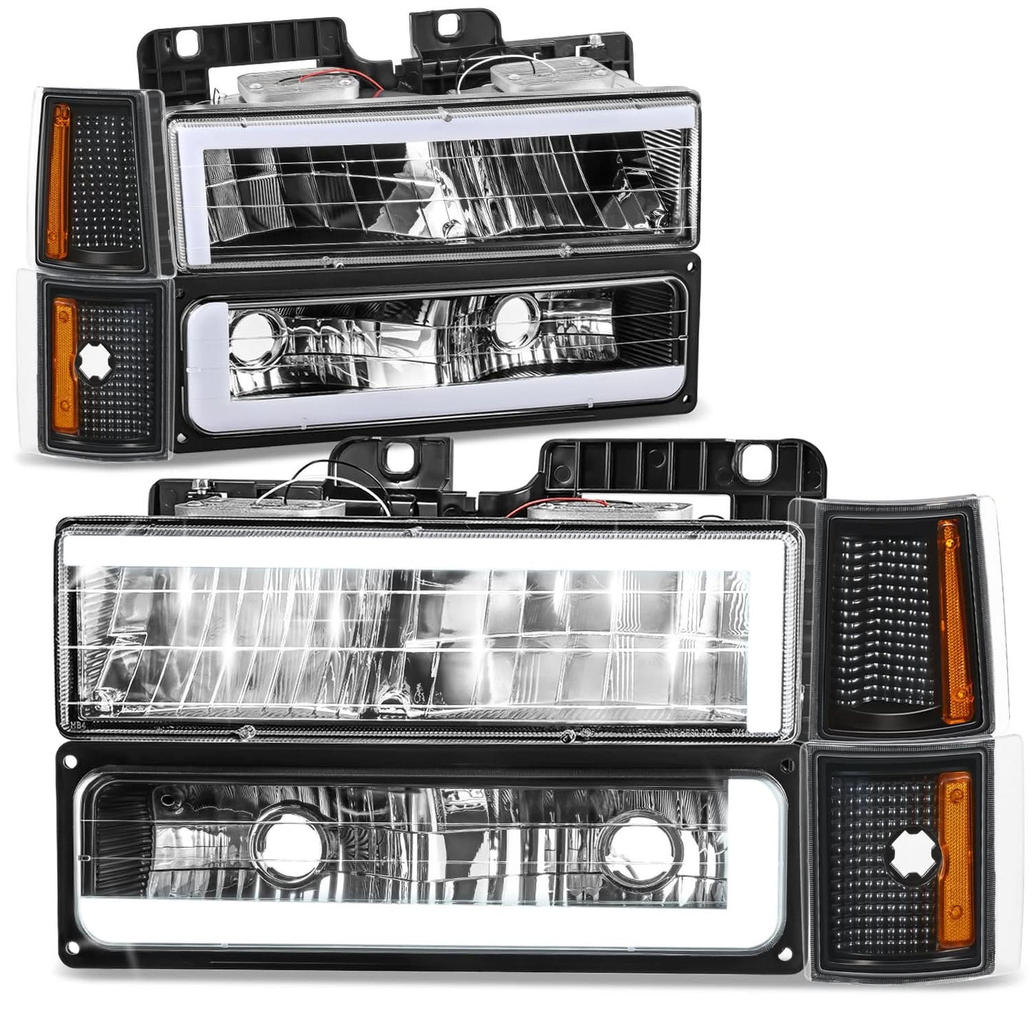 94-00 GMC C/K Series Yukon Suburban Clear LED Bar Headlights