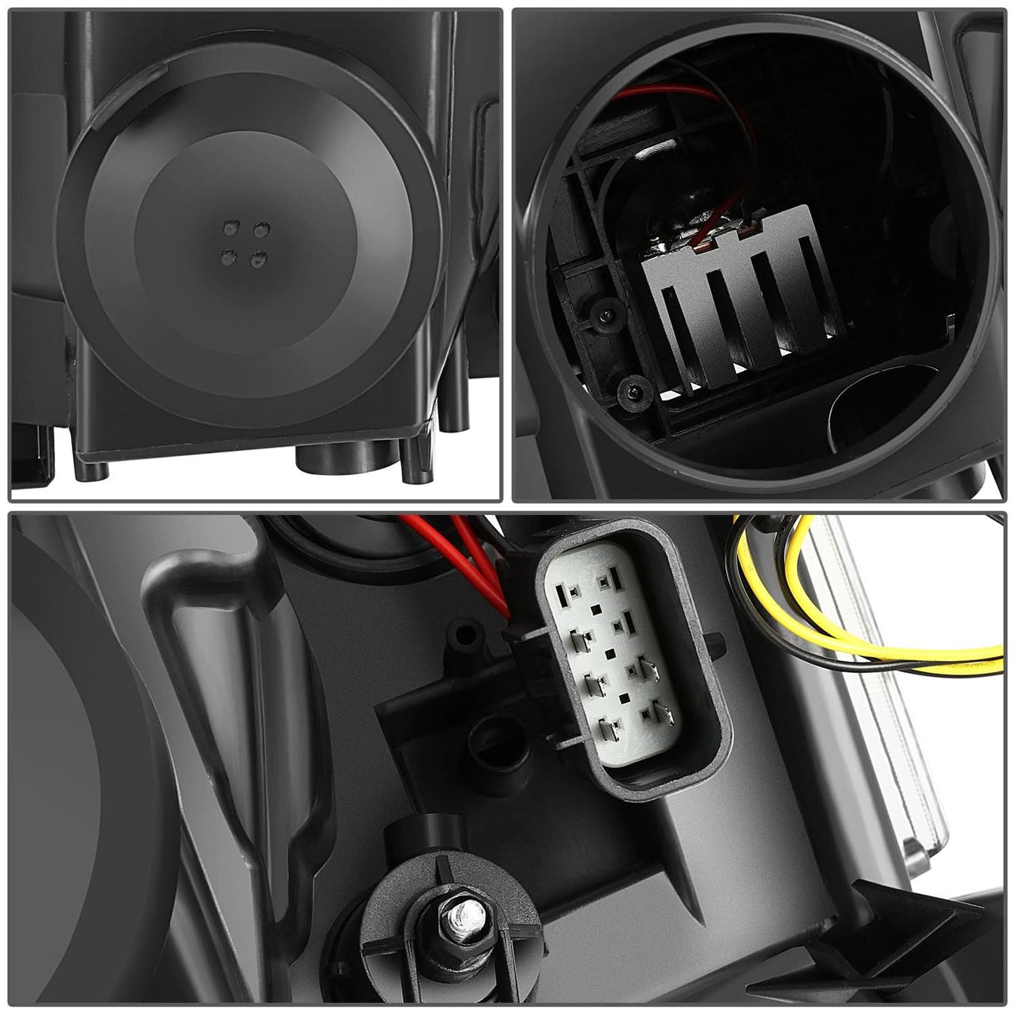 07-14 Cadillac Escalade Quad Projector LED Switchback Headlights Black