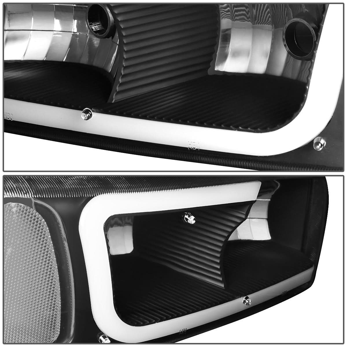00-07 GMC Yukon Sierra LED DRL Headlights Black Housing Clear Corner