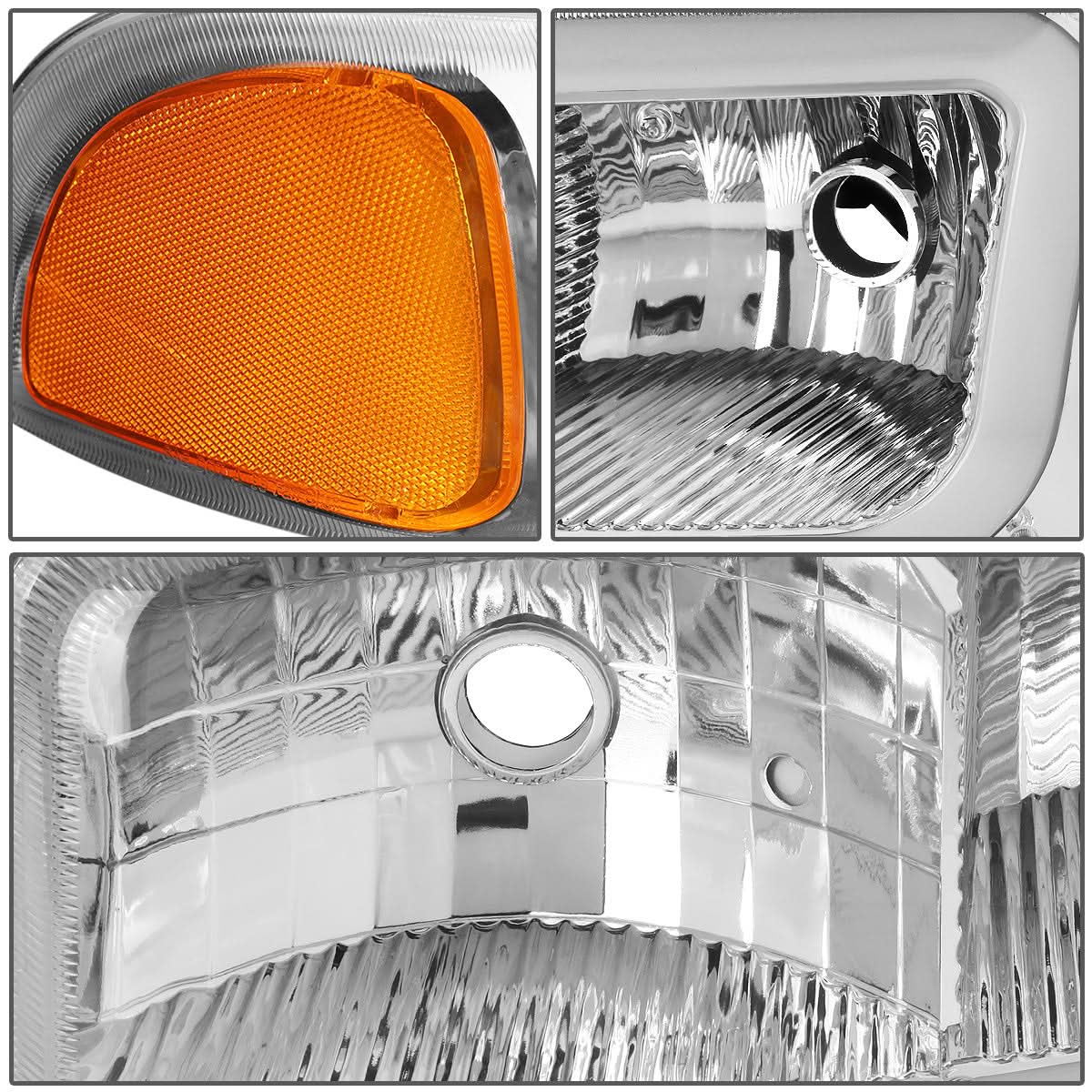 00-07 GMC Yukon Sierra LED DRL Headlights Chrome Housing Amber Corner
