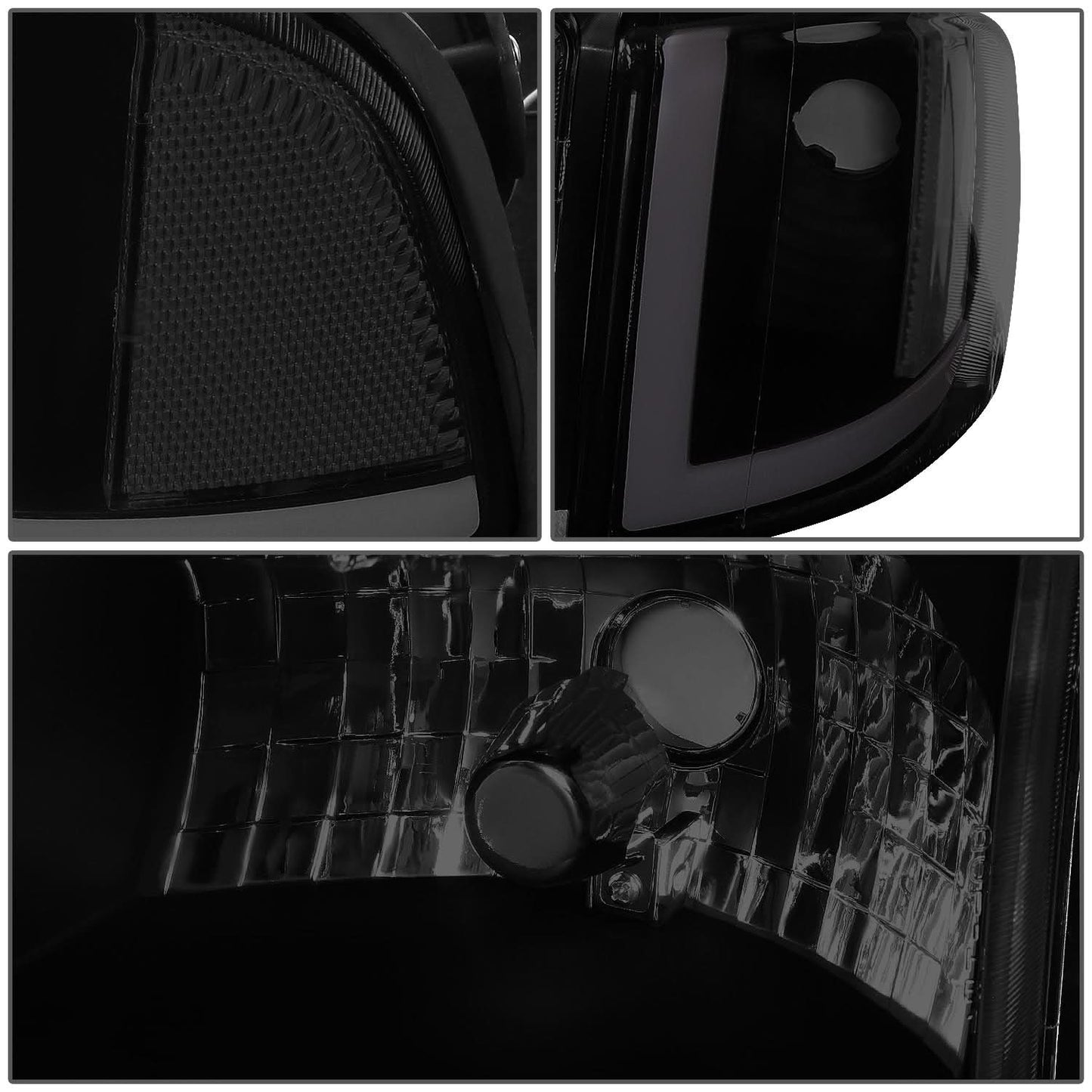 94-02 Dodge Ram LED DRL Headlights - Black Housing Smoke Lens