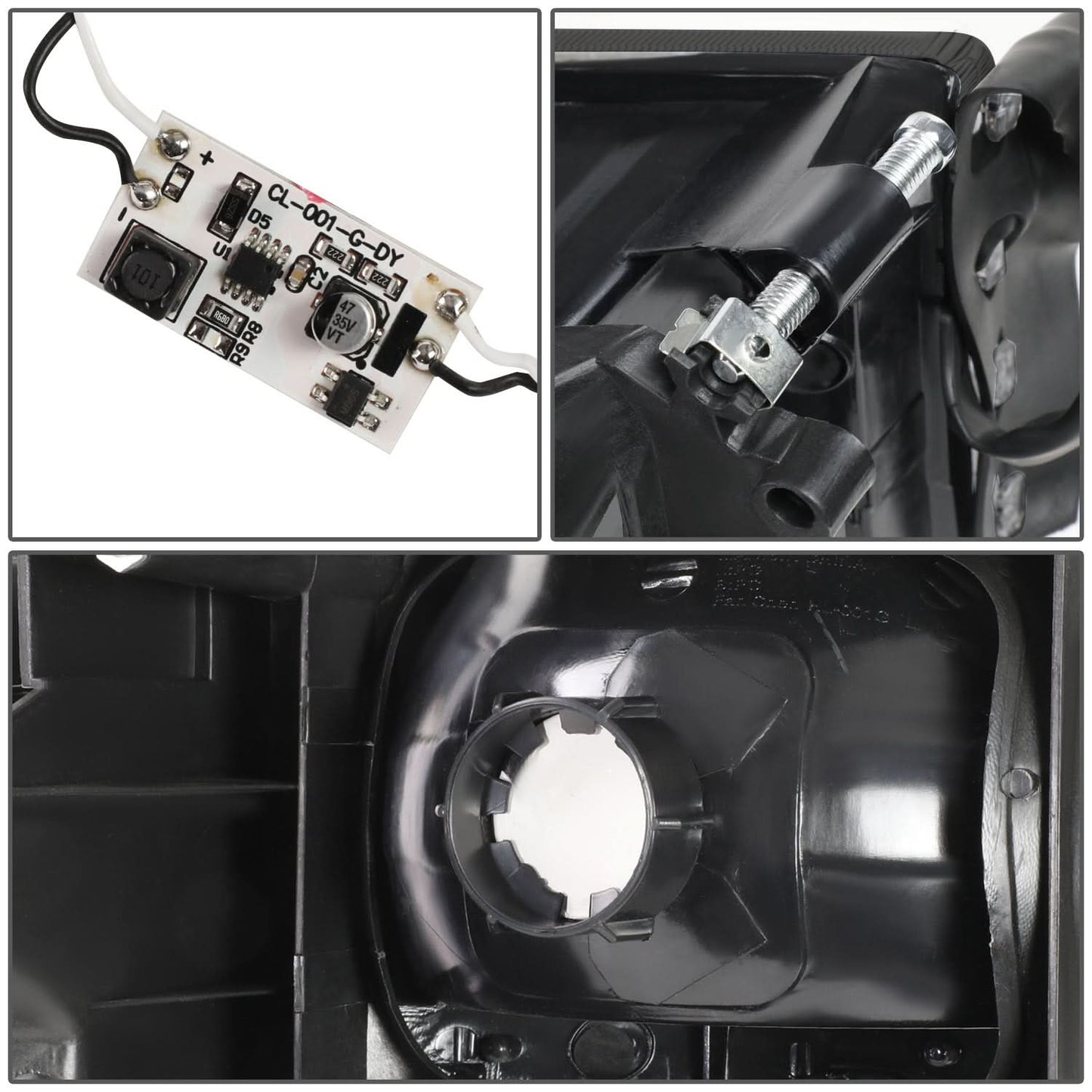 94-02 Dodge Ram LED DRL Headlights - Black Housing Smoke Lens